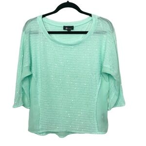 AB Studio Light Green Sequin Sweater